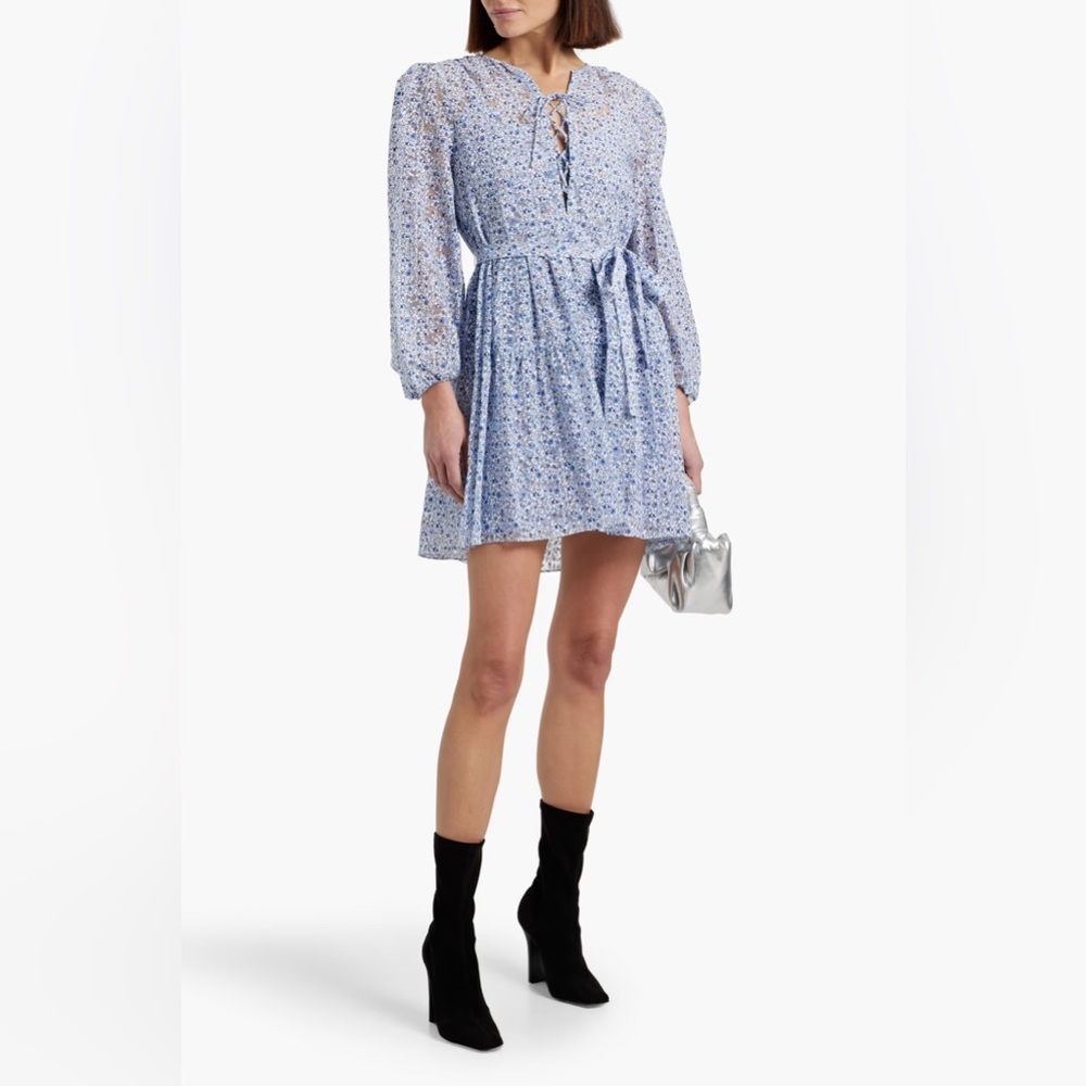 Maje Burnout Effect Floral Print Mini Dress